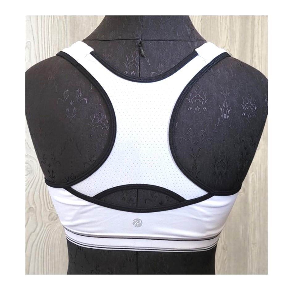 NWOT Bally Total Fitness M 34C/36B Low impact Sports Bra White Black #96768