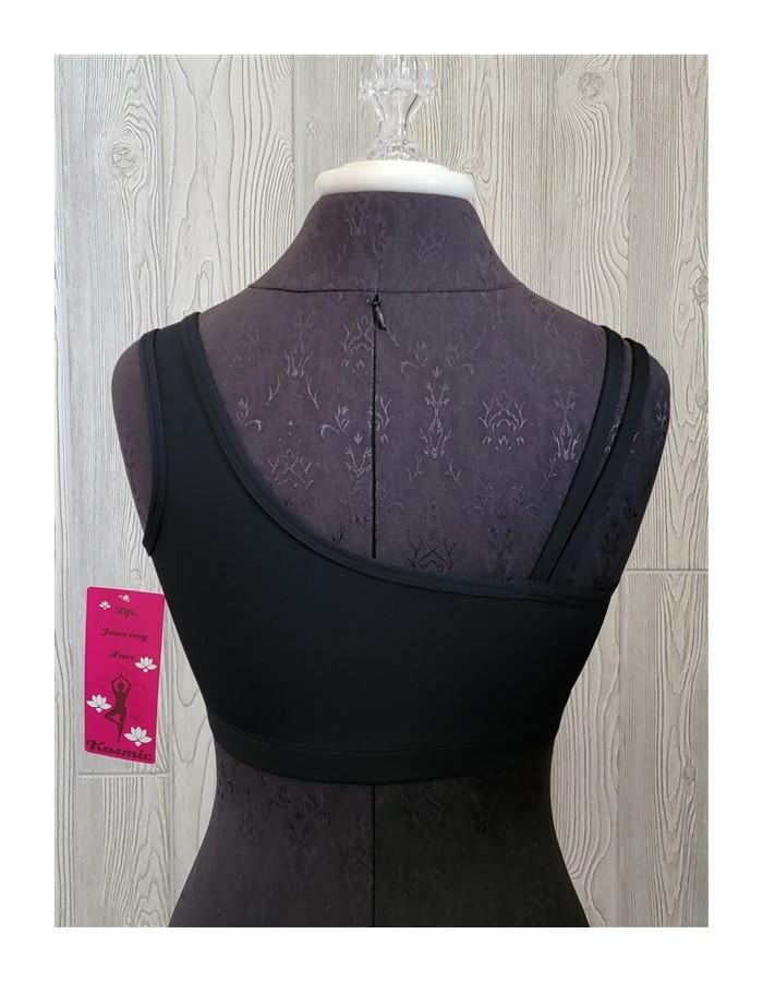 NWT Kos USA M One Shoulder Med-Impact Dance Sports Bra 7348 Glitter Tiger 96772
