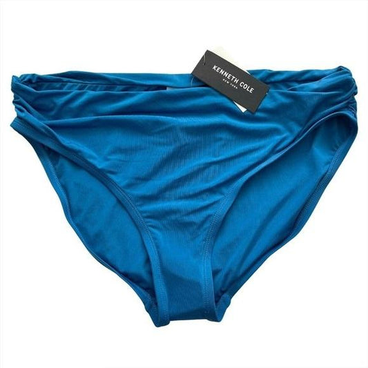 NWT Kenneth Cole L Ocean Blue Ruched Bikini Swim Bottoms #96804