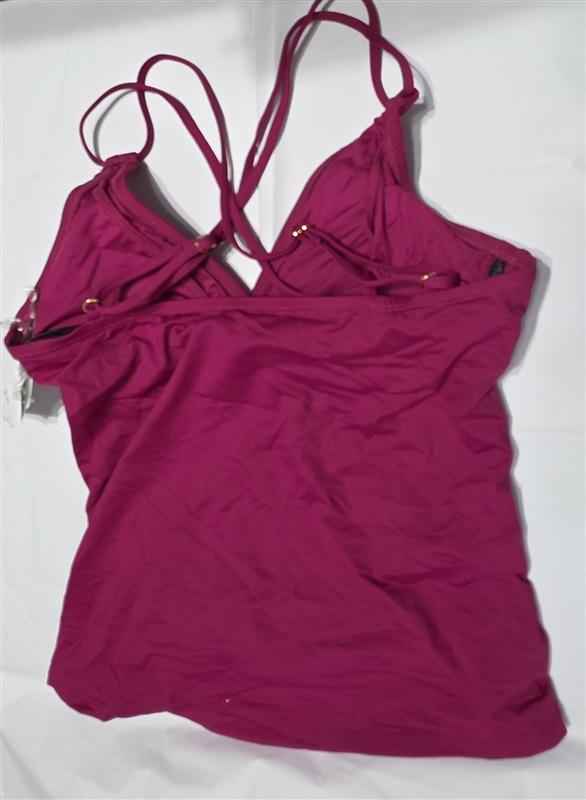 NWT La Blanca SZ 14 Island Goddess Wine Tankini Swim Top #96822