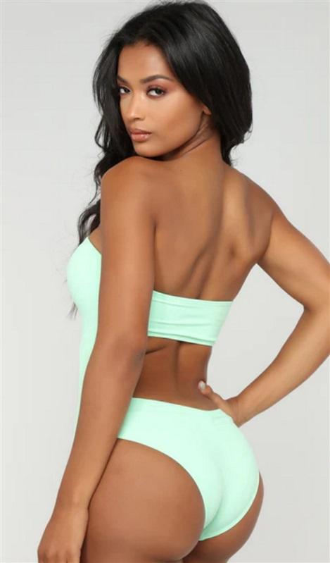 NWOT Fashion Nova Mint Green Cut Out Back Cheeky 1pc Swimsuit 96823