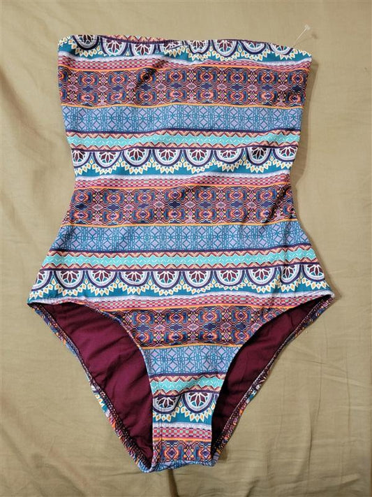 NWOT Fashion M Nova Aztec Medallion Cut Out Back Cheeky 1pc Swimsuit 96832