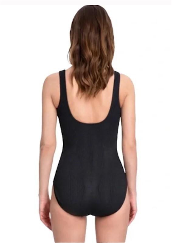 NWT Profile Gottex 8 Essentials Black Surplice High Back 1 PC Swimsuit 96888