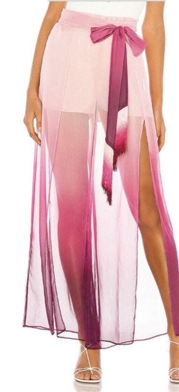 NWT Jonathan Simkhai Sm Ombre Wide-Leg Split Front Pants Magenta 96955