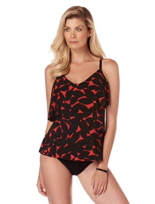 NWT Magicsuit 12 Petal Pusher Chloe Top Red Black Tankini Swimsuit 96959