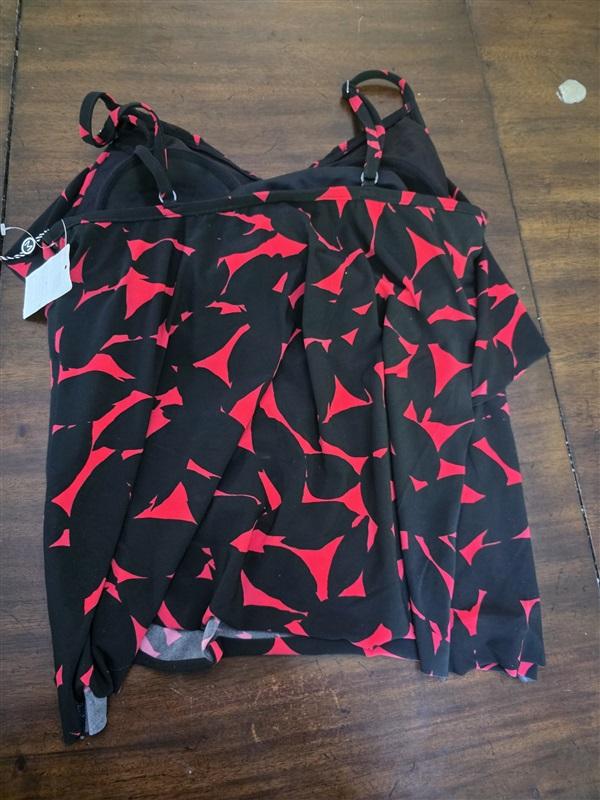NWT Magicsuit 12 Petal Pusher Chloe Top Red Black Tankini Swimsuit 96959