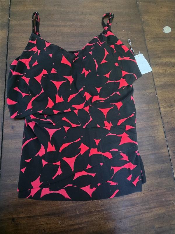 NWT Magicsuit 12 Petal Pusher Chloe Top Red Black Tankini Swimsuit 96959