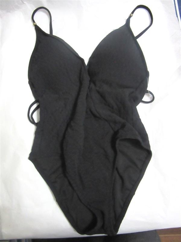 NWOT Lucky Brand Black Shoreline XS Textured One-Piece Swimsuit #96962