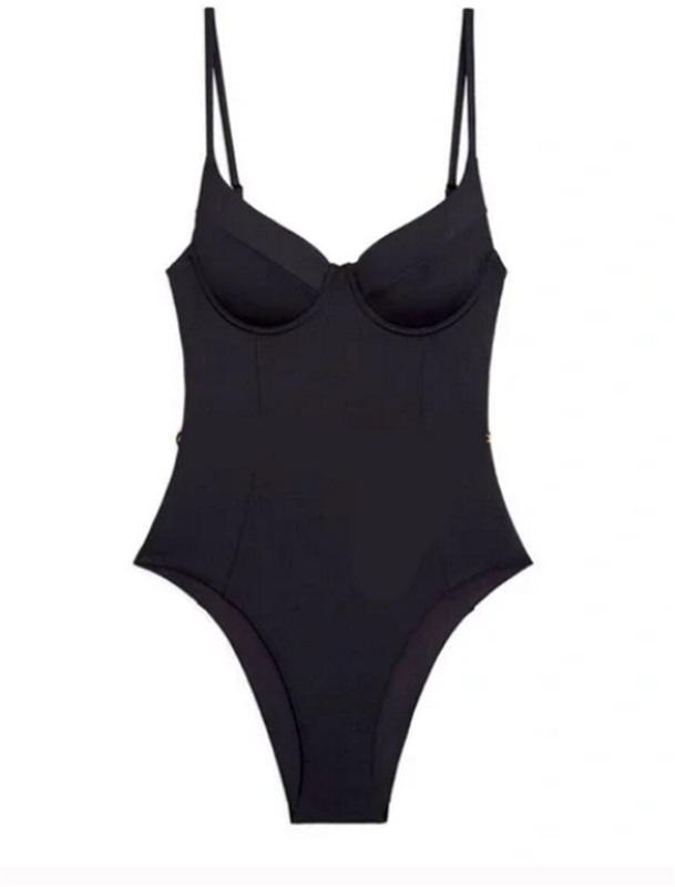 NWTD What We Wore XS Danielle 1PC Black Swimsuit 97032