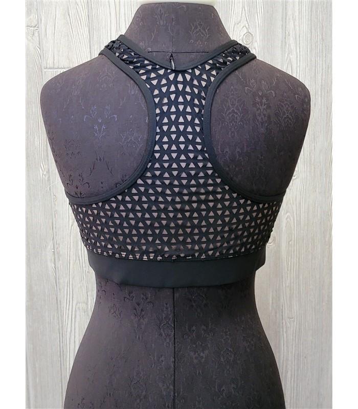 Next XL Mix It up Rise & Shine Cutout Overlay Sports Bra Bikini Top Black #97125