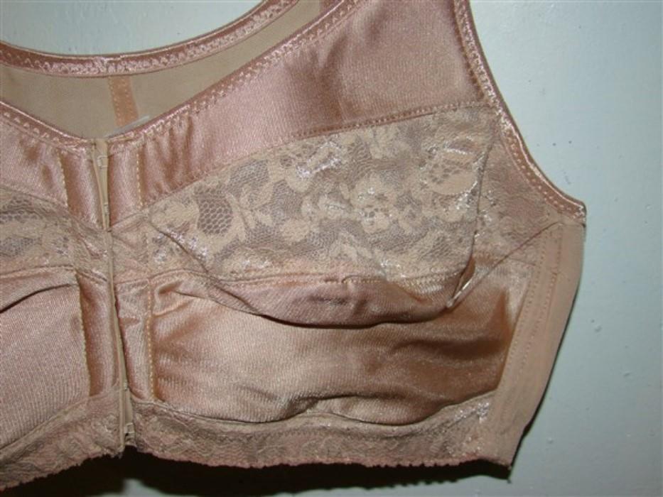 PO Comfort Choice 38C Soft Cup Lace Front Hook Bra Easy Enhancer Beige 97173