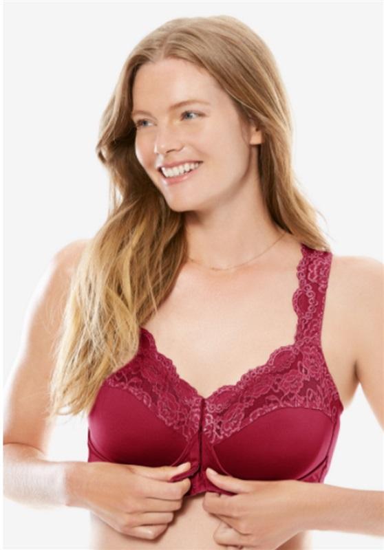 NWT Comfort Choice 38B Front Hook Gel Strap Wireless Bra Red 97190