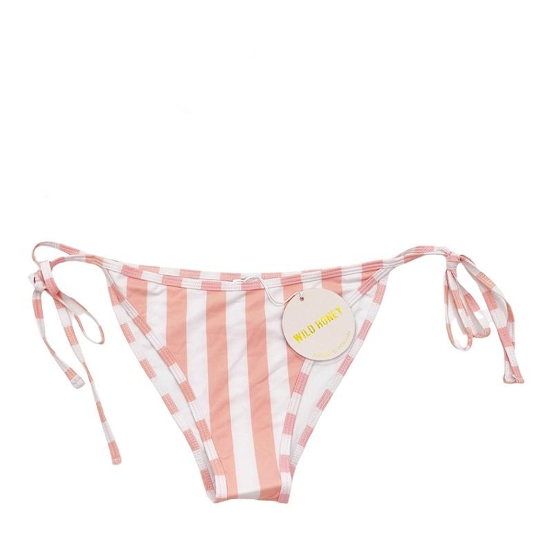 NWT Wild Honey Pink Striped XS Side-Tie Cheeky Bikini Swim Bottoms #97191