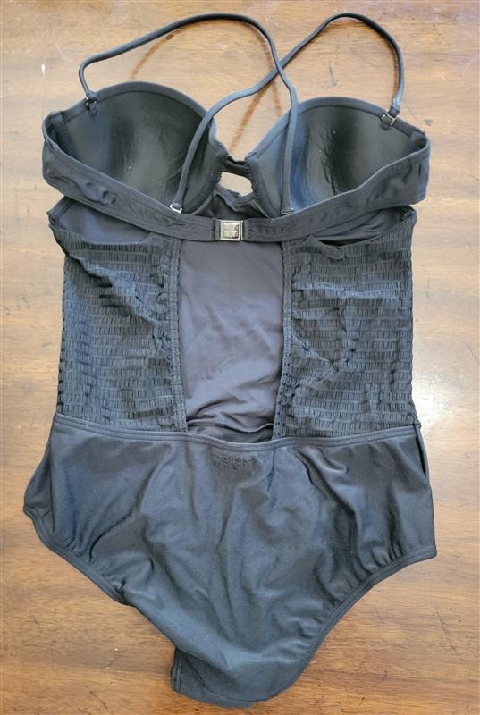 NWOT Insight 6 Smocked Bow Front Bra 1PC Swimsuit Black 97250