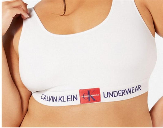 NWT Calvin Klein 1X MODERN COTTON LOGO UNLINED BRALETTE QF5352 97275