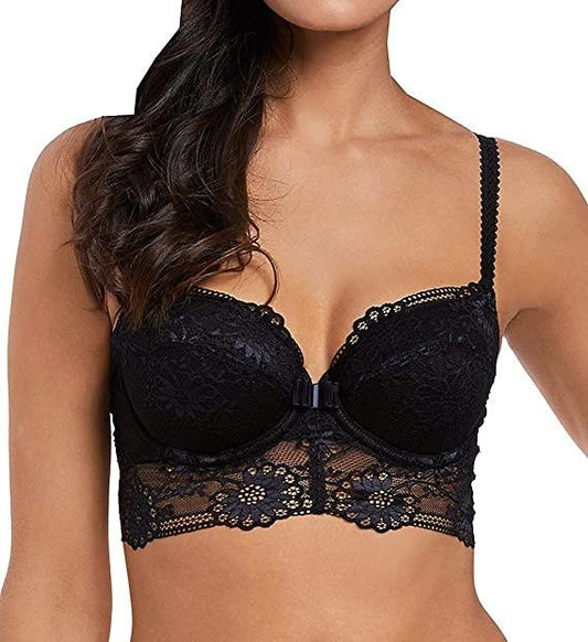 Wacoal 34C Adore Padded Balcony Long Line Bra WE134003 Black 97277