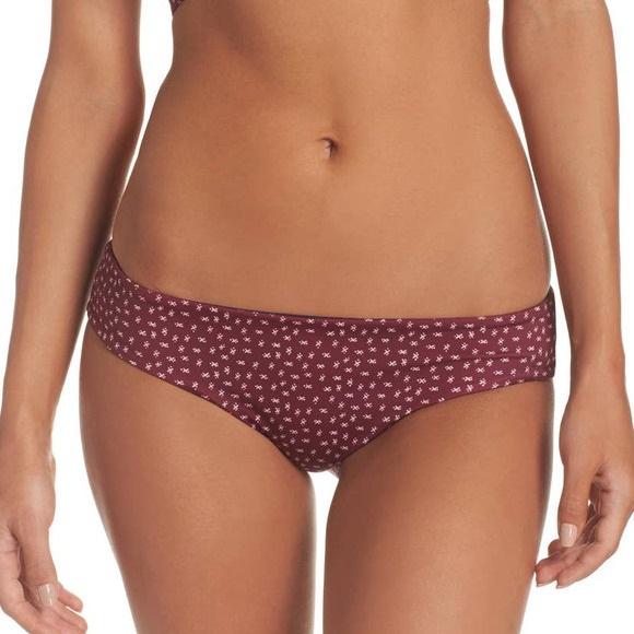 NWT Leith Maroon X's Reversible MD Cheeky Bikini Swim Bottoms #97315