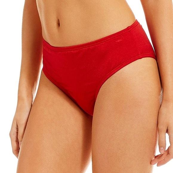 NWT Antonio Melani Cinch Red SZ 14 Midrise Cheeky Bikini Swim Bottoms #97316