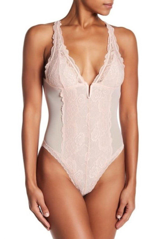 New Flora Nikrooz XL Sleepwear Mesh Lace Bodysuit T80561 Pink #97329
