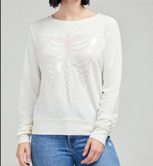 NWT Wildfox S Rib Cage Motif Skeleton Halloween Sweatshirt 97334