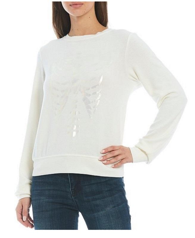 NWT Wildfox S Rib Cage Motif Skeleton Halloween Sweatshirt 97334