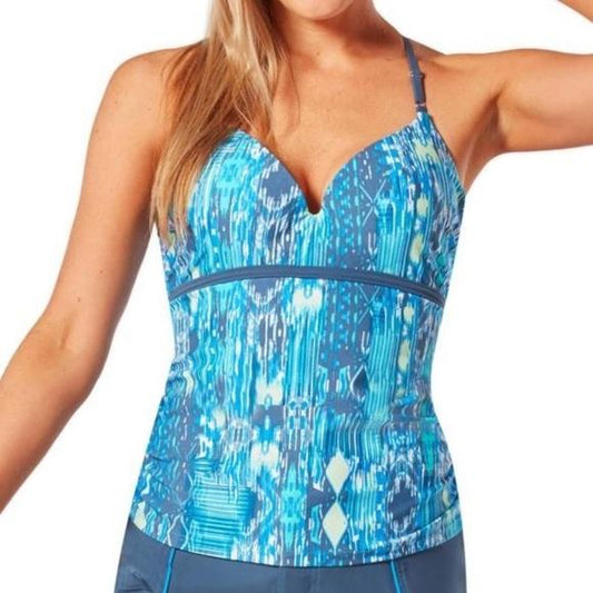 NWT Free Country Azure S Blue Underwired Strappy Tankini Swim Top #97336