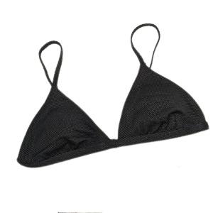 NWT Leith Solid Black L Halter Triangle Bikini Swim Top #97340