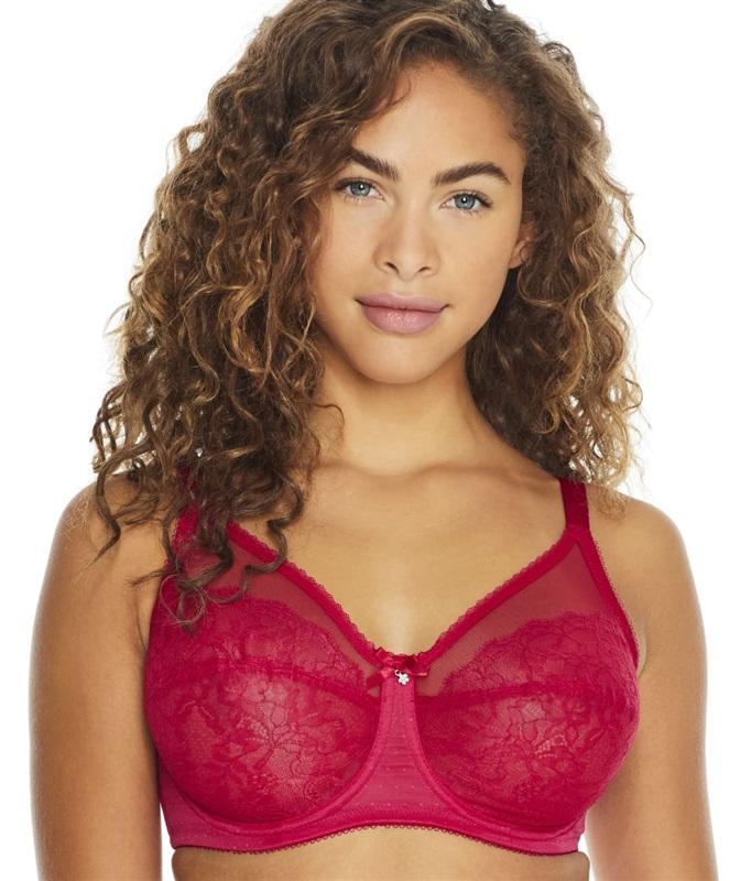 NWT Wacoal 34D Chantilly Lace Retro Chic 855186 RED Bra Free Shipping 97349