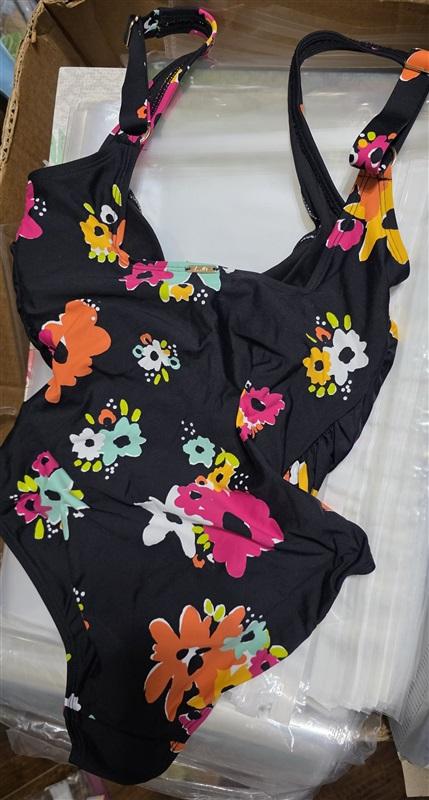 NWT Anne Cole 6 Sweetheart U Trim Black Floral 1Pc Swimsuit 97381