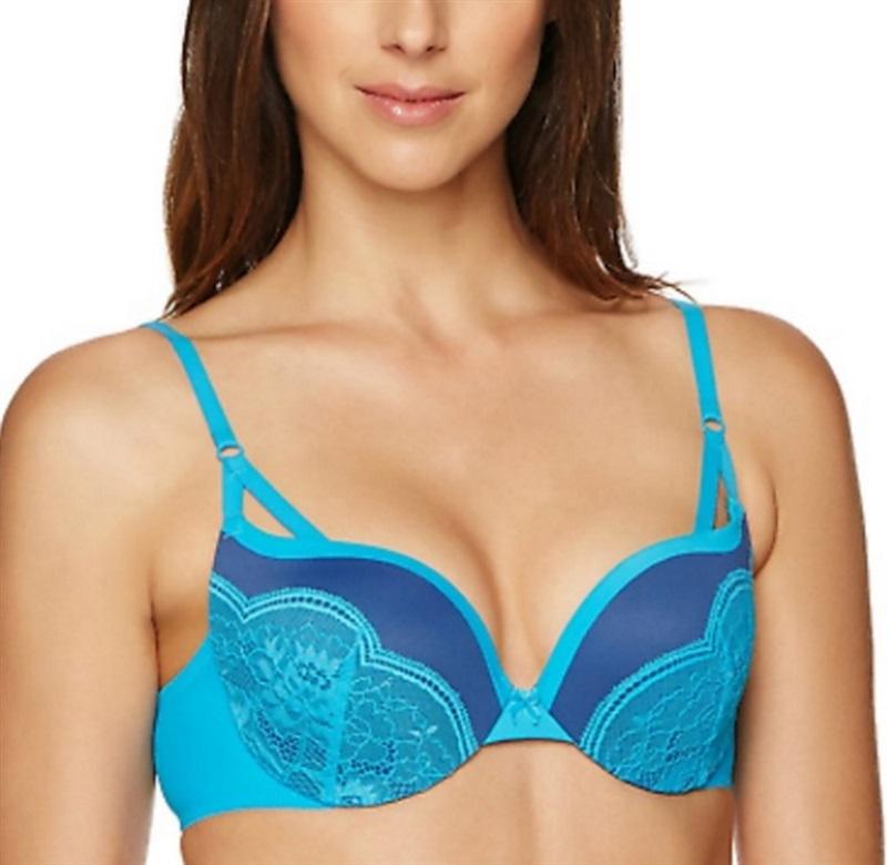NWT Maidenform 36C Love the Lift Satin Push-Up Bra DM9900 Blue #97396