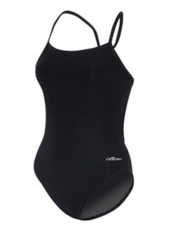 NWOT Dolfin Large Swimsuit SOLID Cross Back Lined Black 97401