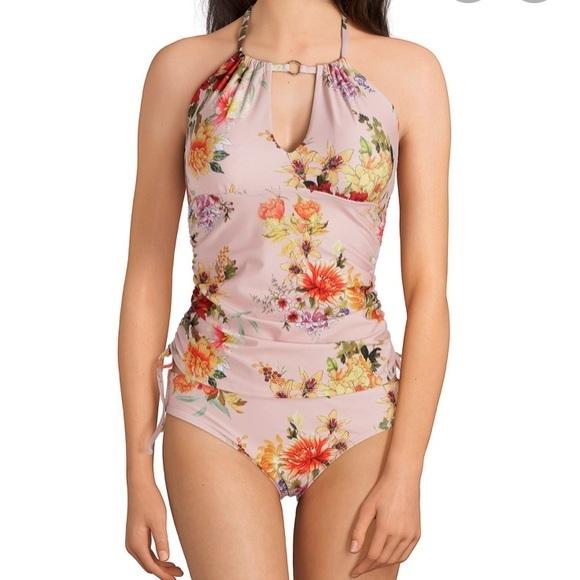 NWT Antonio Melani Overjoyed S Floral High-Neck Tankini Swim Top #97409