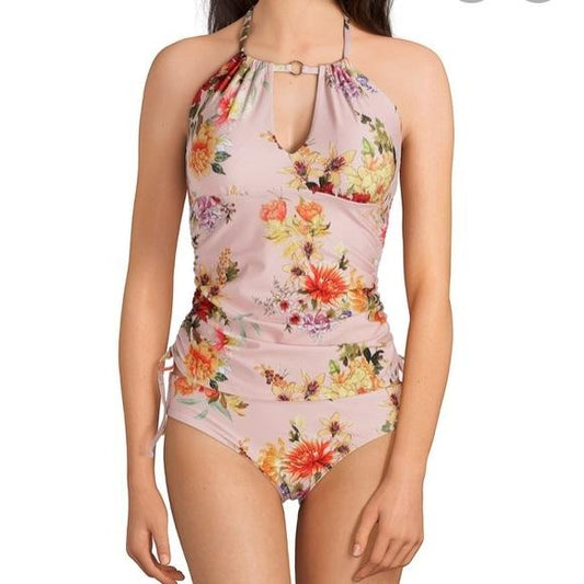 NWT Antonio Melani Overjoyed S Floral High-Neck Tankini Swim Top #97409