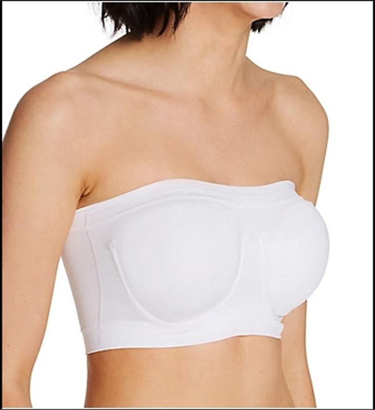 NWOT Rhonda Shear 1X Bandeau Bra with Removable Pads 9683 White 97437