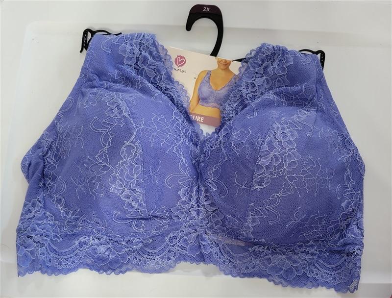 NWT 2 Secret Treasures 2X Lace Plus Size Bralette Blue & Purple 97468