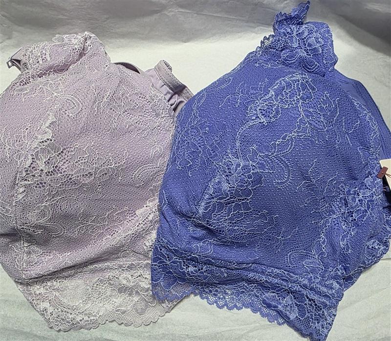 NWT 2 Secret Treasures 2X Lace Plus Size Bralette Blue & Purple 97468