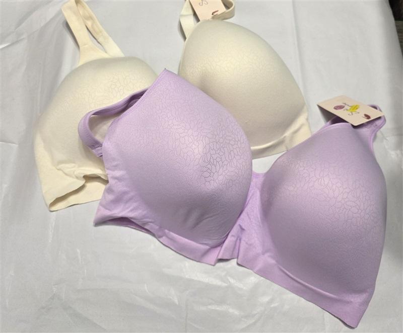 NWT 3 Secret Treasures 44DDD beige purple Ivory Wirefree Balconette Bra 97492