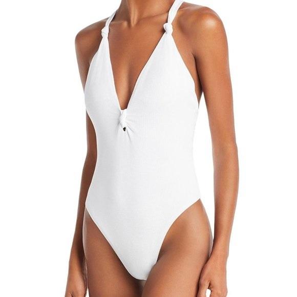 NWTD Dolce Vita LG White Cali Babe 1PC Pique Swimsuit 97544