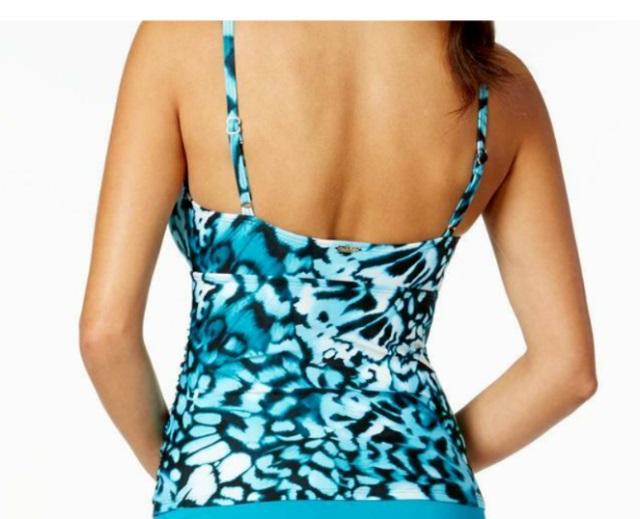 NWT Calvin Klein XL Mediterranean Hardware Tankini Swim Top Blue 97563