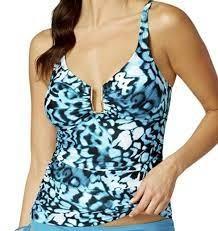 NWT Calvin Klein XL Mediterranean Hardware Tankini Swim Top Blue 97563