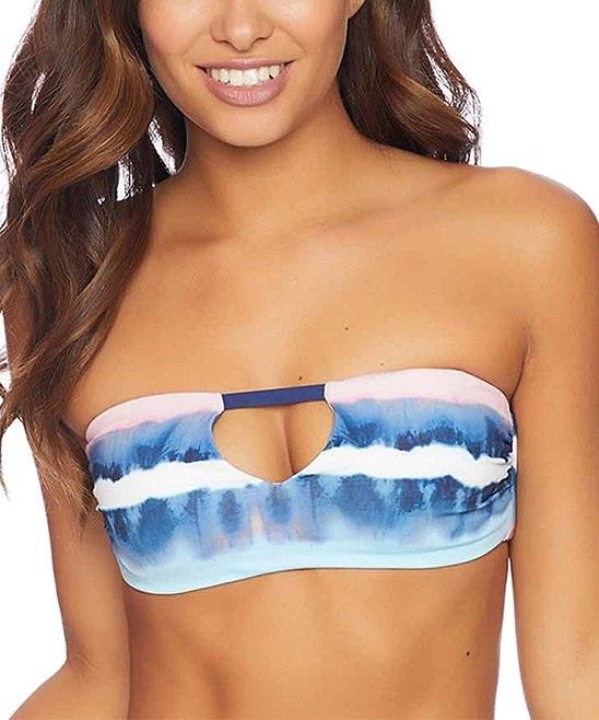 NWOT Splendid Tie Dye Stripe S Reversible Bandeau Bikini Swim Top #97625