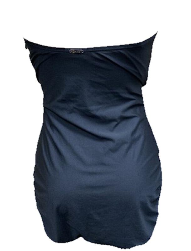 NWT DKNY 12 Black Ruffle Bandeau 1PC Swimsuit Black 97781