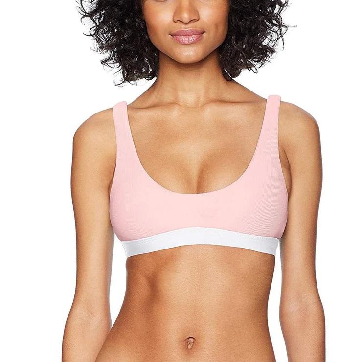 NWT Splendid Pink XS Textured Colorblock Sport Bikini Swim Top #97874