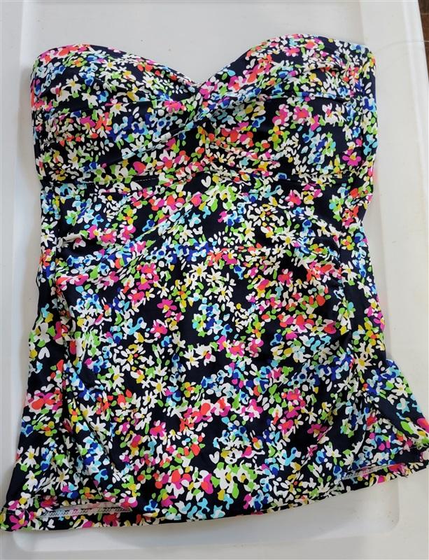 NWOT Anne Cole XS Twist Front Shirred Bandeau Tankini Top 97898