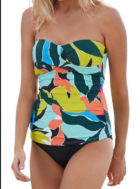 NWOT Anne Cole XS Twist Front Shirred Bandeau Tankini Top 97902