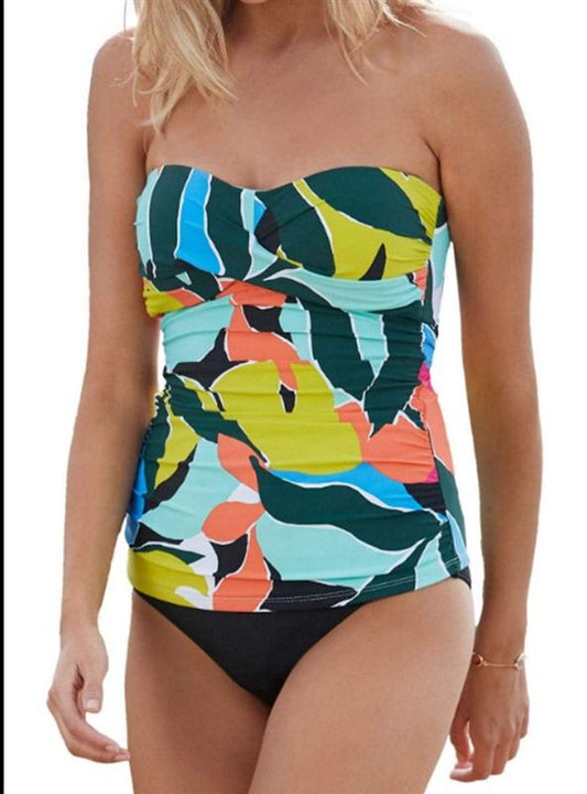 NWOT Anne Cole XS Twist Front Shirred Bandeau Tankini Top 97902