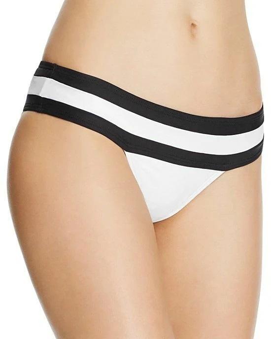 NWT PIlyq Water Lily White Colorblock L Cheeky Bikini Swim Bottom #97906