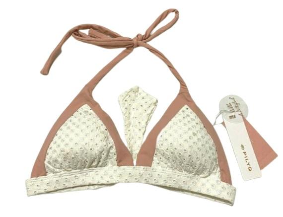 NWT PIlyq Eyelet L Colorblock Triangle Halter Bikini Swim Top #97935