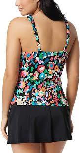 NWT Swim Solutions 10 Shirred Floral Watercolor Tankini Top #97891