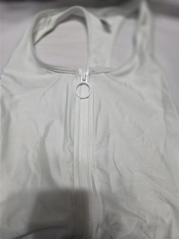 NWOT American Apparel M White Zip UP T-Back Swimsuit 97984
